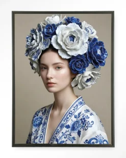 Wandkleed Royal Blue in maat en frame naar keuze