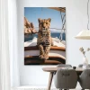 Wandkleed Sailboat Cheetah in maat en frame naar keuze
