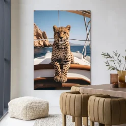 Wandkleed Sailboat Cheetah in maat en frame naar keuze