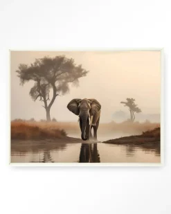 Wandkleed Savannah Elephant in maat en frame naar keuze