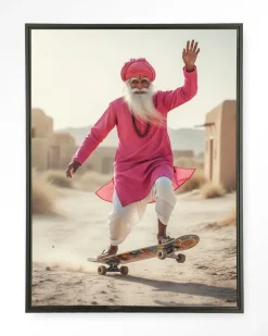 Wandkleed Skating Glory in maat en frame naar keuze