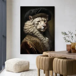 Wandkleed Snow Leopard in maat en frame naar keuze
