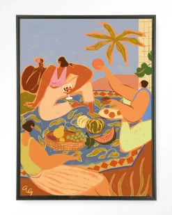 Wandkleed Summer Picnic in maat en frame naar keuze