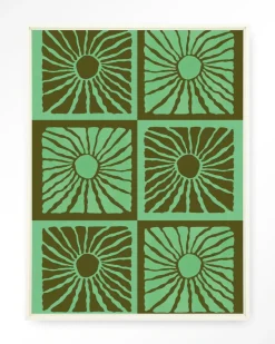 Wandkleed Suns In Green in maat en frame naar keuze