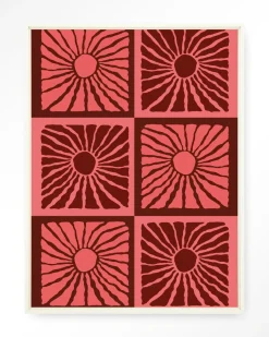 Wandkleed Suns In Pink in maat en frame naar keuze
