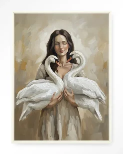 Wandkleed Swan Children in maat en frame naar keuze