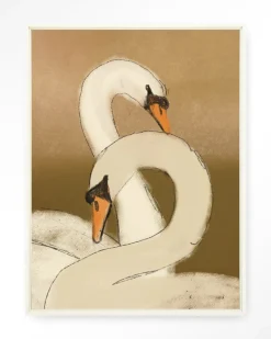 Wandkleed Swan Lake Green in maat en frame naar keuze