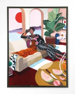 Wandkleed Tiger Queen in maat en frame naar keuze