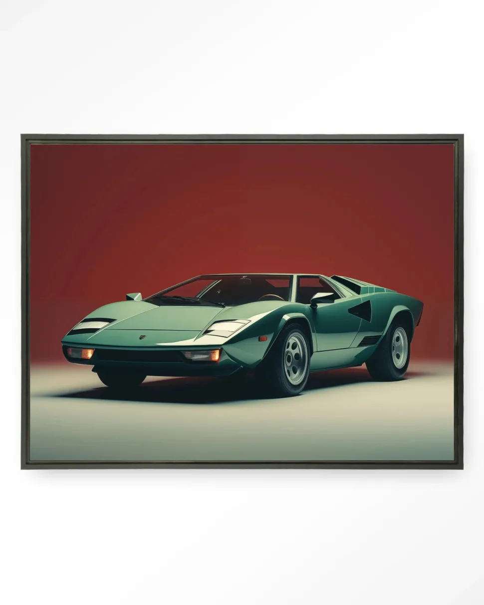 Wandkleed Vintage Lamborghini in maat en frame naar keuze