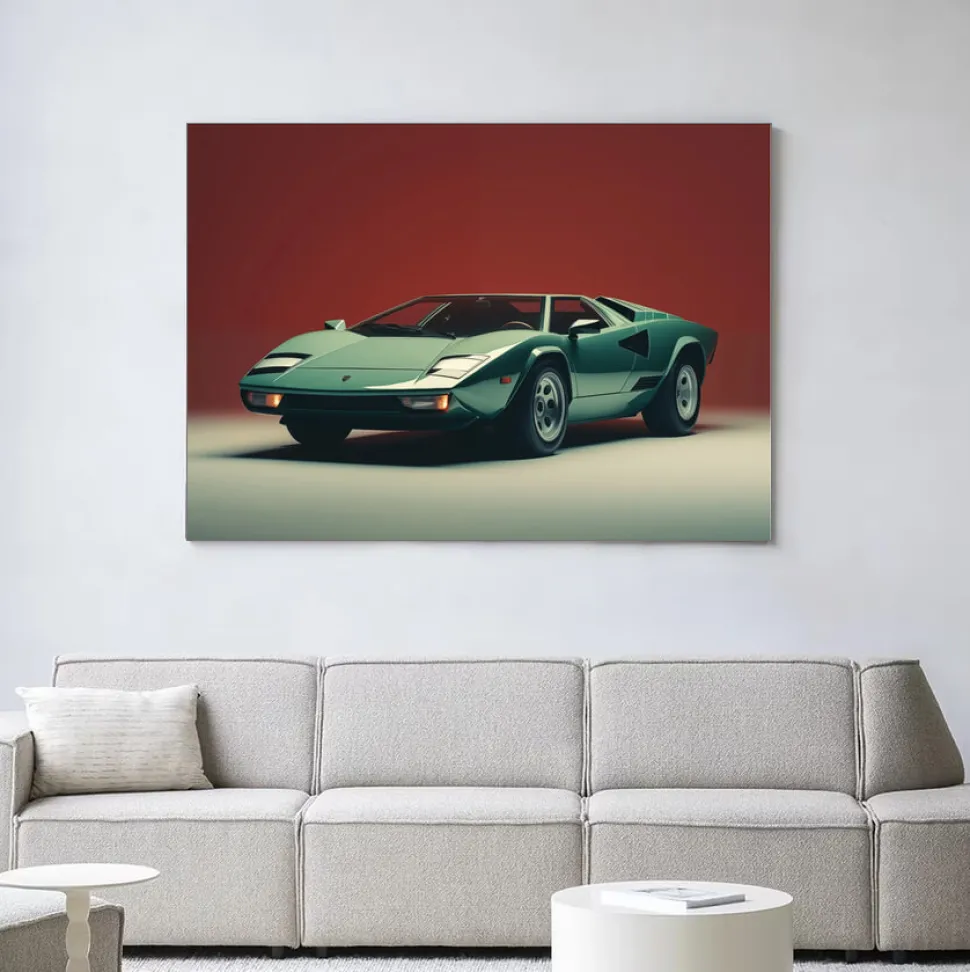Wandkleed Vintage Lamborghini in maat en frame naar keuze
