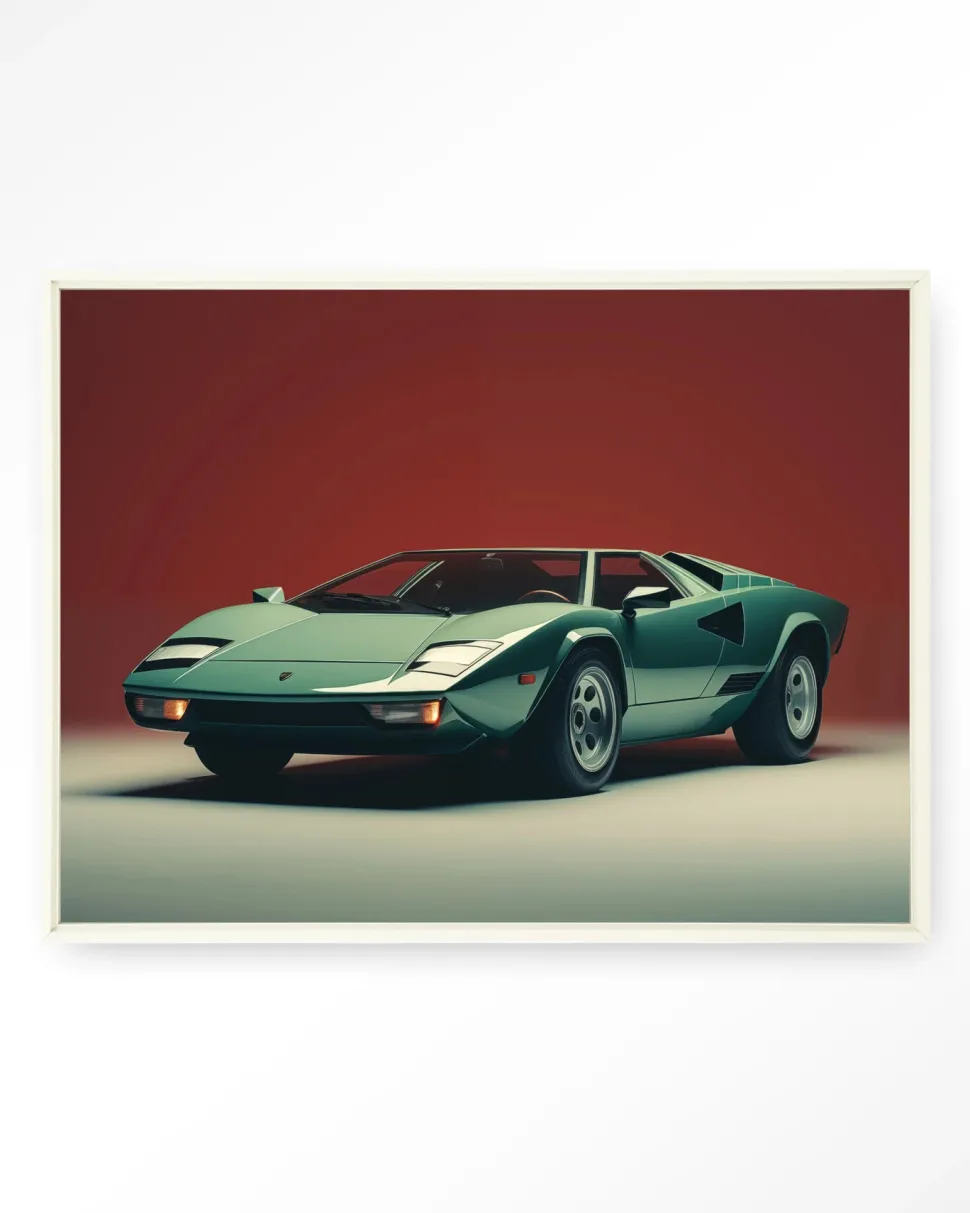 Wandkleed Vintage Lamborghini in maat en frame naar keuze