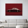 Wandkleed Vintage Porsche Red in maat en frame naar keuze