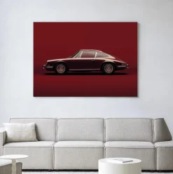 Wandkleed Vintage Porsche Red in maat en frame naar keuze