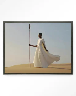 Wandkleed Warrior In White in maat en frame naar keuze