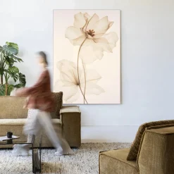 Wandkleed White Flowers in maat en frame naar keuze