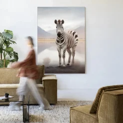 Wandkleed Zebra Mist in maat en frame naar keuze