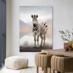 Wandkleed Zebra Mist in maat en frame naar keuze