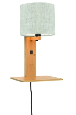 Wandlamp Andes Naturel, Bamboe en Eco linnen, Met plank