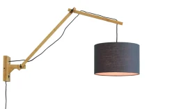Wandlamp Andes Naturel, Ø32cm, Bamboe en Eco linnen