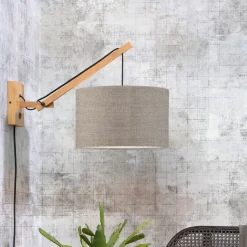 Wandlamp Andes Naturel, Small, Bamboe en Eco linnen