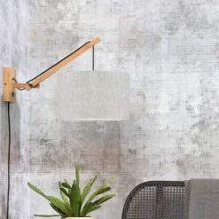 Wandlamp Andes Naturel, Small, Bamboe en Eco linnen
