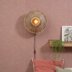 Wandlamp Bali Rond, Bamboe