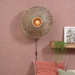 Wandlamp Bali Rond, Bamboe