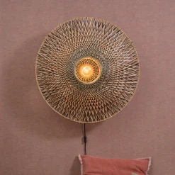 Wandlamp Bali Rond, Bamboe