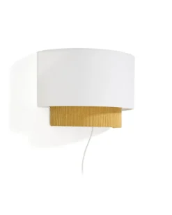 Wandlamp Bianella Rib Velvet, kleur Mosterdgeel