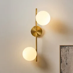 Wandlamp Brisia 2-lamps, Glas en messing