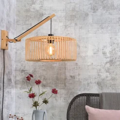 Wandlamp Bromo 40cm, Bamboe