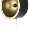 Wandlamp Cherylynn kleur Zwart/Goud