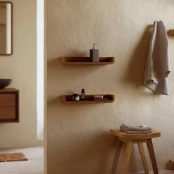 Wandplank Shamel Teakhout, Set van 2 stuks