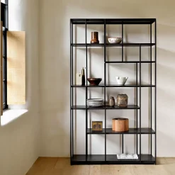 Wandrek Studio Gevernist Teakhout, 205 x 120cm, kleur Zwart