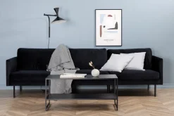 3-zits Bank Bladimir Velvet, kleur Zwart