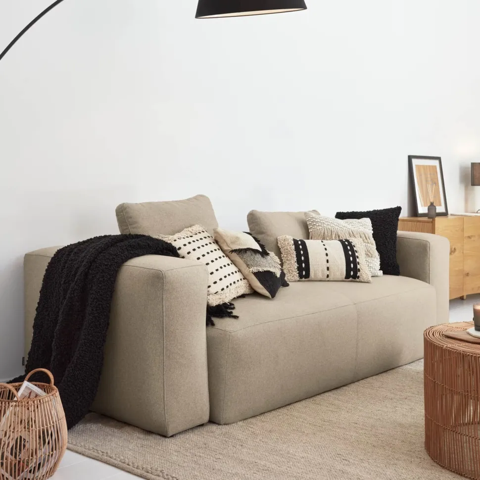 3-zits Bank Blok 240cm, kleur Beige