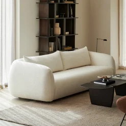 3-zits Bank Figur Structuurstof, kleur Chalk