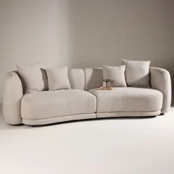 3-zits Bank Macrina Bouclé, 268cm, kleur Beige