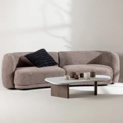 3-zits Bank Macrina Organisch, Bouclé, 268cm, kleur Bruin