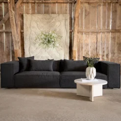 3-zits Bank Yulonda Bouclé, kleur Zwart