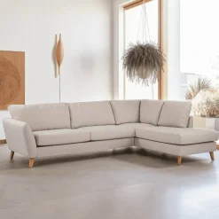 3-zits Hoekbank Calib Linnenlook, kleur Beige
