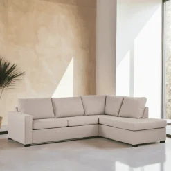 3-zits Hoekbank Dino Linnenlook, kleur Beige