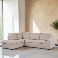 3-zits Hoekbank Dino Linnenlook, kleur Beige