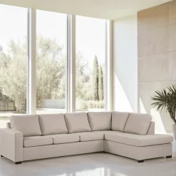 4-zits Hoekbank Dino Linnenlook, kleur Beige