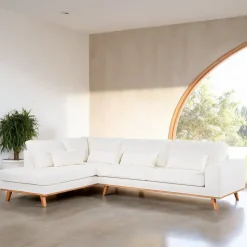 3-zits Hoekbank Kirstan Bouclé, kleur Naturel