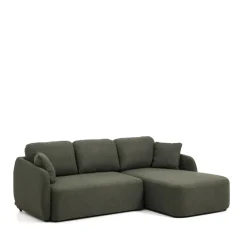 3-zits Lounge Slaapbank Laira Rechts, Chenille, kleur Donkergroen