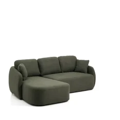 3-zits Lounge Slaapbank Laira Links, Chenille, kleur Donkergroen