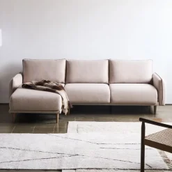 3-zits Loungebank Carlota Links/Rechts, Structuurstof, kleur Beige