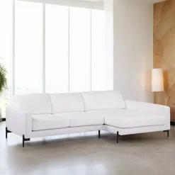 3-zits Loungebank Denika Bouclé, kleur Wit