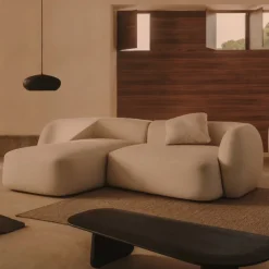 2-zits Loungebank Martina Structuurstof, 230cm, kleur Ecru